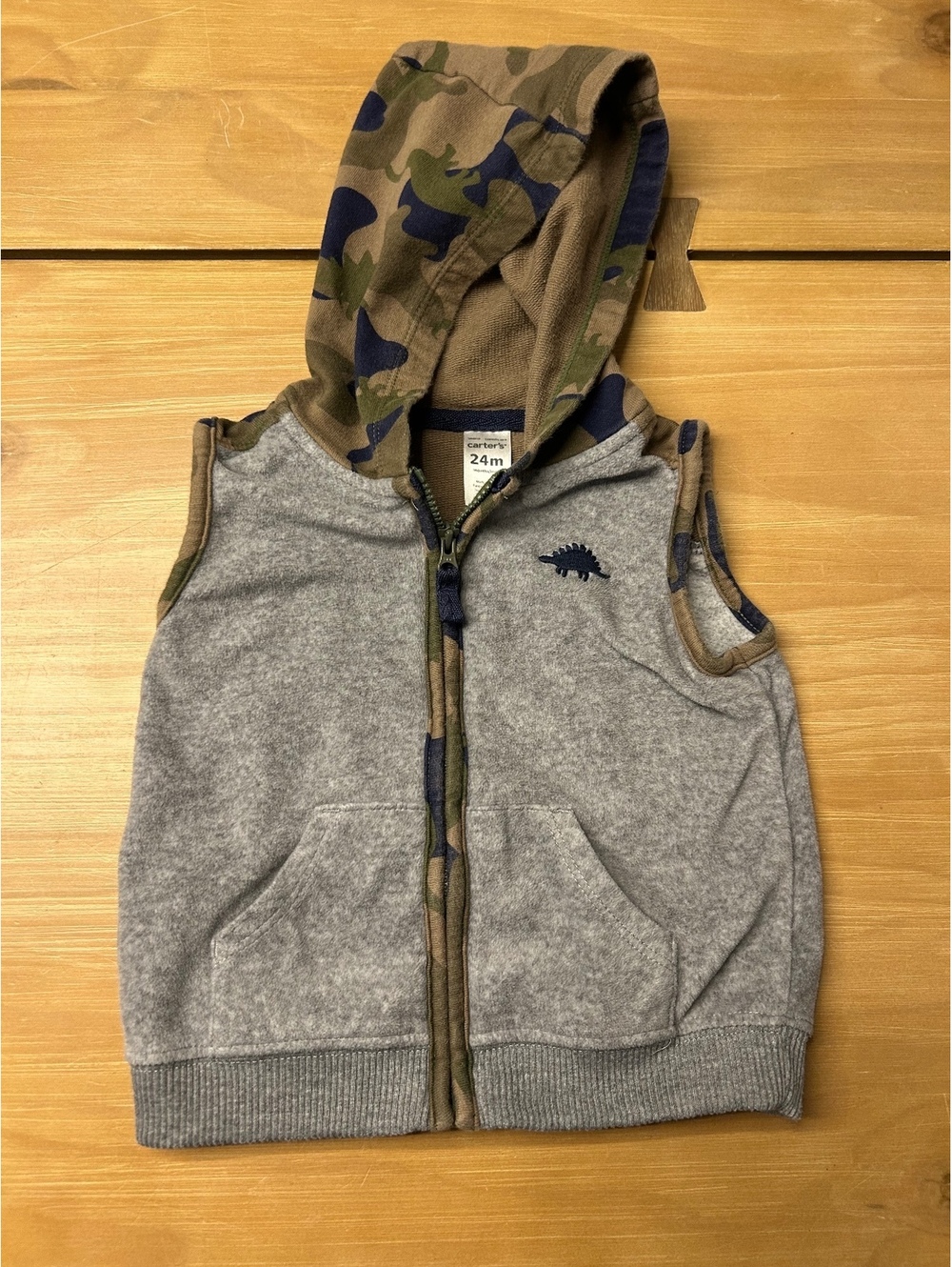 Carter's Toddler Boys' 24M Hooded Vest with Dinosaur Print